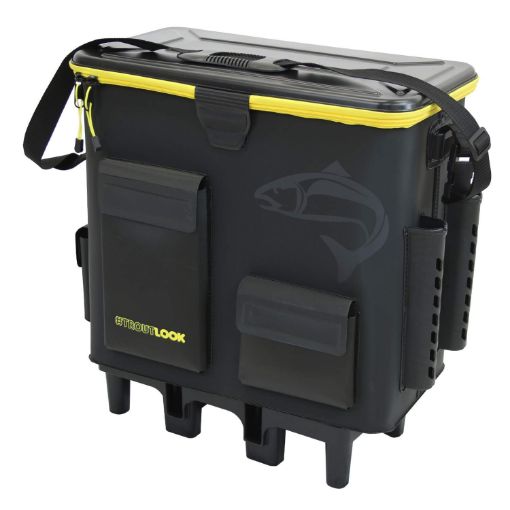 Troutlook Caddy Forellenmeister Tacklebox mit Rutenhalter - Tout équipé pour  la pêche à la truite avec le chariot de pêche de Troutlook, Angelladen