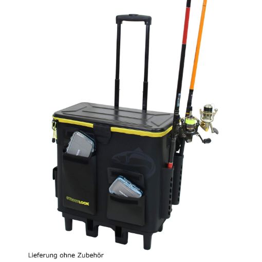 Troutlook Caddy Forellenmeister Tacklebox mit Rutenhalter - Tout équipé pour  la pêche à la truite avec le chariot de pêche de Troutlook, Angelladen