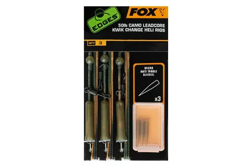 Fox EDGES™ 50lb Camo Leadcore Kwik Change Heli Rigs