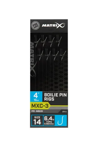 Matrix Ethos XR Reels MXC-3 Size 14 Barbless / 0.18mm / 4" (10cm) / Boilie Pin - 8pcs