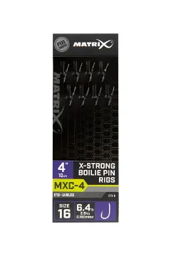 Matrix MXC-4 4” X-Strong Boilie Pin Rigs MXC-4 Size 16 Barbless / 0.18mm / 4" (10cm) / X-Strong Boilie Pin - 8pcs