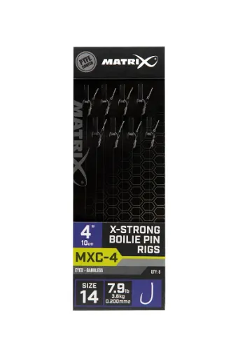 Matrix MXC-4 4” X-Strong Boilie Pin Rigs MXC-4 Size 14 Barbless / 0.20mm / 4" (10cm) / X-Strong Boilie Pin - 8pcs