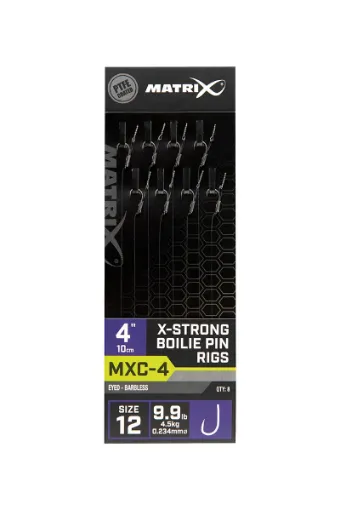 Matrix MXC-4 4” X-Strong Boilie Pin Rigs MXC-4 Size 12 Barbless / 0.23mm / 4" (10cm) / X-Strong Boilie Pin - 8pcs