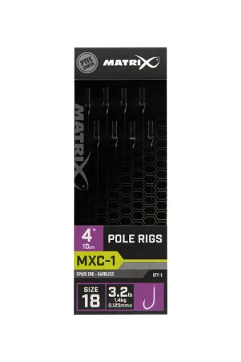 Matrix MXC-1 4\” Pole Rigs MXC-1 Size 18 Barbless / 0.125mm / 4" (10cm) Pole Rig - 8pcs