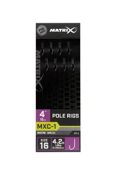 Matrix MXC-1 4\” Pole Rigs MXC-1 Size 16 Barbless / 0.145mm / 4" (10cm) Pole Rig - 8pcs