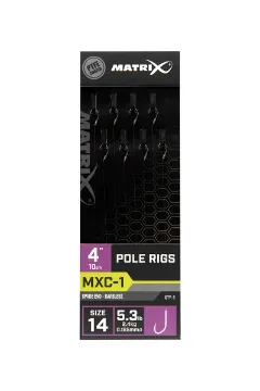 Matrix MXC-1 4\” Pole Rigs MXC-1 Size 14 Barbless / 0.165mm / 4" (10cm) Pole Rig - 8pcs