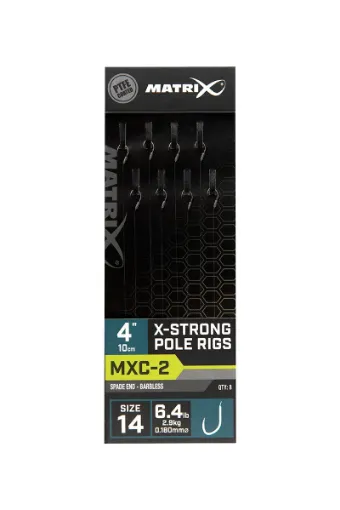 Matrix MXC-2 4” Pole Rigs MXC-2 Size 14 Barbless / 0.18mm / 4" (10cm) X-Strong Pole Rig - 8pcs