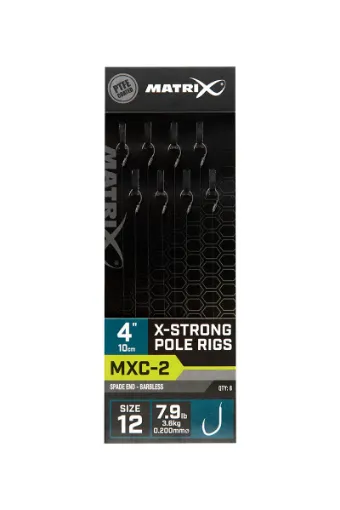 Matrix MXC-2 4” Pole Rigs MXC-2 Size 12 Barbless / 0.20mm / 4" (10cm) X-Strong Pole Rig - 8pcs