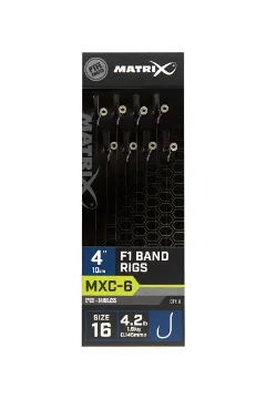 Matrix MXC-6 4” F1 Bands MXC-6  Size 16 Barbless / 0.145mm / 4" (10cm) F1 Band - 8pcs