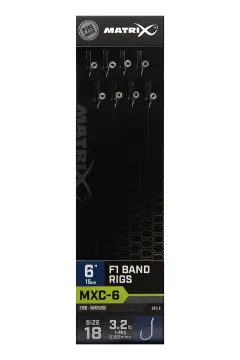 Matrix MXC-6 6” F1 Bands MXC-6  Size 18 Barbless / 0.125mm / 6" (15cm) F1 Band - 8pcs