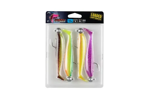 Fox Rage Ultra UV Mixed Colour Lure Packs 12cm x4 Mixed UV colour Pack  LOADED 12g 4/0 heaad