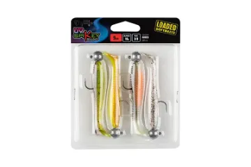 Fox Rage Ultra UV Spikey Shad Loaded Lure Pack Spikey Shad 12cm x 4 Mixed UV colour pack LOADED 15g 5/0 head