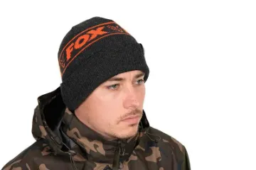 Fox Collection Beanie Hat - Black & Orange