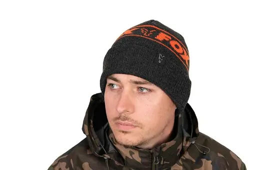 Fox Collection Beanie Hat - Black & Orange