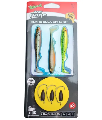 Fox Rage Ready Rigs Ready Rig Texas 11cm Slick shad Kit 1m 12g 3/0 x3