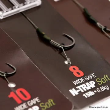 Bas de Ligne Monté Korda N-Trap DF Rig Size 8 Wide Gape Barbless 20 lbs
