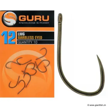 Hameçon à Oeillet Guru LWG Hook Barbless Eyed Size 20 - par 10