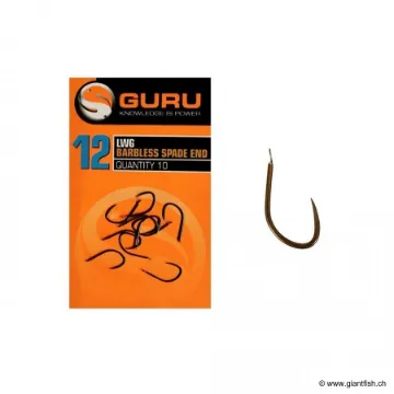 Hameçon Guru LWG Hook Barbless Spade End Size 20 - par 10