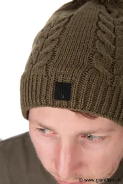 Bonnet FOX Knitted Bobble - Kaki