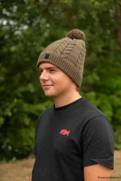 Bonnet FOX Knitted Bobble - Kaki