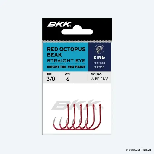 Hameçon BKK Red Octopus Beak Straight Eye