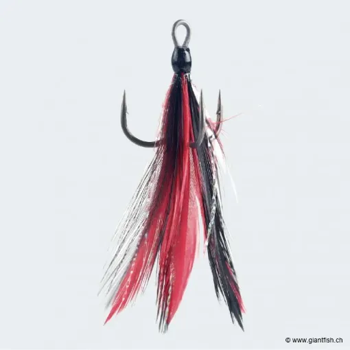 Hameçon Triple BKK Feathered Spear 21-SS Red-Black