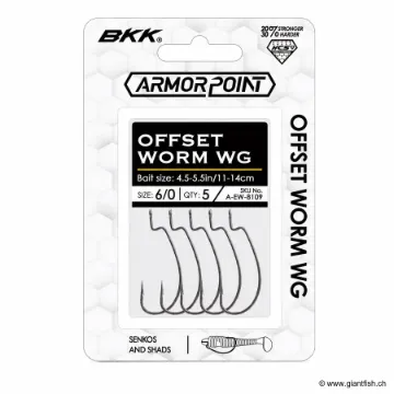 Hameçon Texan BKK Armorpoint Offset Worm WG