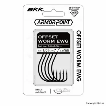 Hameçon Texan BKK Armorpoint Offset Worm EWG (Refill Pack)