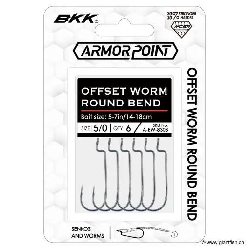 Hameçon Texan BKK Armorpoint Offset Worm Round Bend