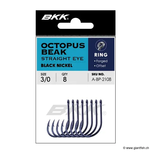 Hameçon BKK Octopus Beak Straight Eye Black Nickel