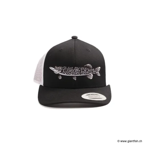 Casquette Wolfcreek Lures Pike Logo Trucker Snapback - Noir / Blanc