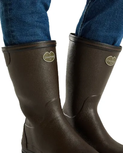 Bottes Femme LE CHAMEAU Giverny Néoprène - Marron Foncé / Noir