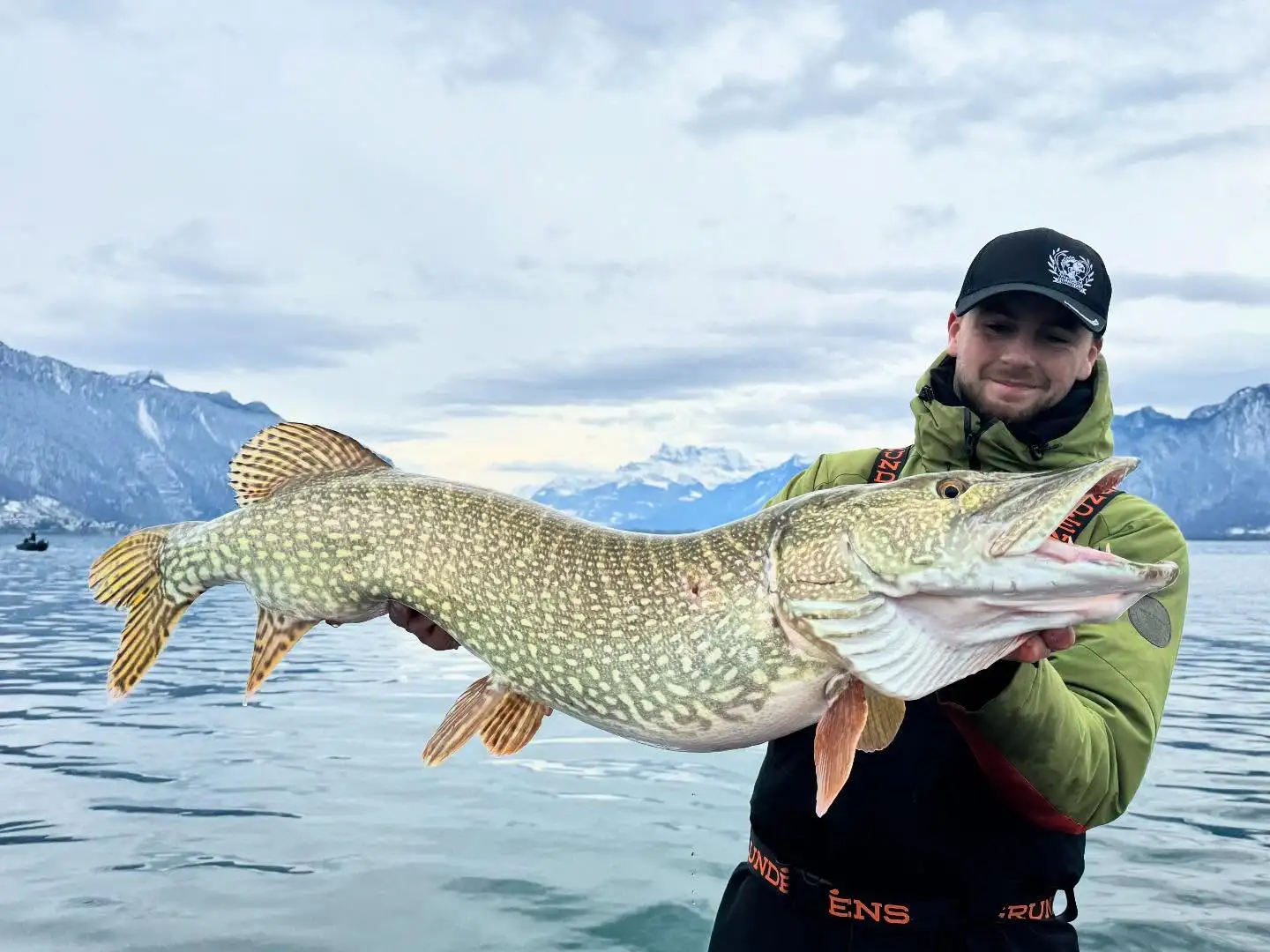 Pike from Lake Geneva caught on a large Swiss lake